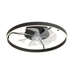 Ventilateur de plafond noir 70cm avec LED à intensité variable et télécommande - Maddy