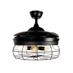 Ventilateur de plafond noir avec télécommande 5 lumières - Gaiola