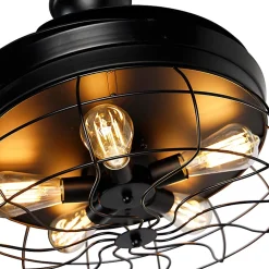 Ventilateur de plafond noir avec télécommande 5 lumières - Gaiola