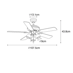 Ventilateur de plafond noir avec bois et interrupteur à tirette 3 lumières - Mistral Vidro