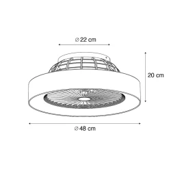 Ventilateur de plafond noir avec effet étoilé 47cm LED incluse dimmable avec télécommande - Emily