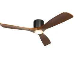 Ventilateur de plafond noir avec bois 131,5cm incl. LED à intensité variable avec télécommande - Jerri