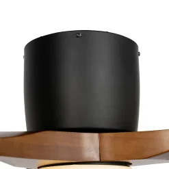 Ventilateur de plafond noir avec bois 131,5cm incl. LED à intensité variable avec télécommande - Jerri