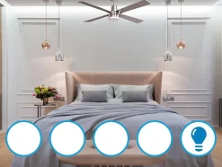 Ventilateur de plafond pales 122 cm avec LED et Wifi Réversible Hypersilence