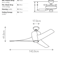 Ventilateur de Plafond Phree 142cm - Nickel brossé