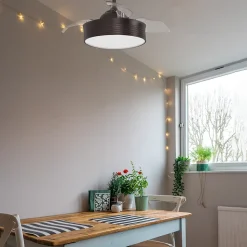 Ventilateur de plafond rétractable avec lumière LED marron