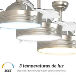 Ventilateur de plafond rétractable avec lumière métallique