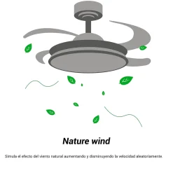 Ventilateur de plafond rétractable avec lumière métallique