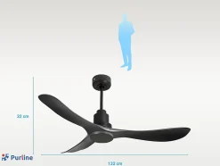 Ventilateur de plafond Réversible Thermostat Wifi Moteur à courant continu Toits en pente Télécommande Hypersilence Mémoire Shopi