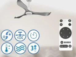 Ventilateur de plafond Réversible Thermostat Wifi Moteur à courant continu Toits en pente Télécommande Mémoire Shopify Vendible (