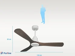 Ventilateur de plafond Réversible Thermostat Wifi Moteur à courant continu Toits en pente Télécommande Hypersilence Mémoire Shopi