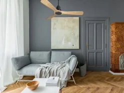 Ventilateur de plafond Réversible Thermostat Wifi Moteur à courant continu Toits en pente Télécommande Hypersilence Mémoire Shopi