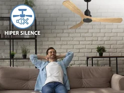 Ventilateur de plafond Réversible Thermostat Wifi Moteur à courant continu Toits en pente Télécommande Hypersilence Mémoire Shopi