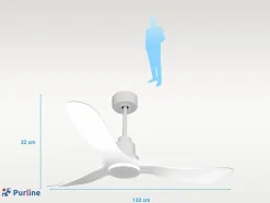 Ventilateur de plafond Réversible Thermostat Wifi Moteur à courant continu Toits en pente Télécommande Hypersilence Mémoire