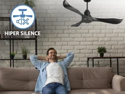 Ventilateur de plafond Réversible Thermostat Wifi Moteur à courant continu Toits en pente Télécommande Adaptateur 2/3 Lames Hyper