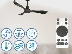 Ventilateur de plafond Réversible Thermostat Wifi Moteur à courant continu Toits en pente Télécommande Adaptateur 2/3 Lames Hyper