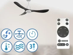 Ventilateur de plafond Réversible Thermostat Pays vendable Wifi Moteur à courant continu Toits en pente Télécommande Hypersilence