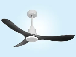 Ventilateur de plafond Réversible Thermostat Pays vendable Wifi Moteur à courant continu Toits en pente Télécommande Hypersilence