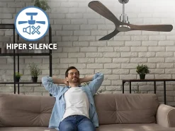 Ventilateur de plafond Réversible Thermostat Wifi Moteur à courant continu Toits en pente Télécommande Hypersilence Mémoire Shopi