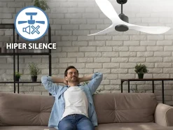 Ventilateur de plafond Réversible Thermostat Wifi Moteur à courant continu Toits en pente Télécommande Hypersilence Mémoire