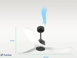 Ventilateur de plafond Réversible Thermostat Wifi Moteur à courant continu Toits en pente Télécommande Hypersilence Mémoire