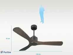 Ventilateur de plafond Réversible Thermostat Wifi Moteur à courant continu Toits en pente Télécommande Hypersilence Mémoire