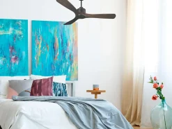 Ventilateur de plafond Réversible Thermostat Wifi Moteur à courant continu Toits en pente Télécommande Hypersilence Mémoire