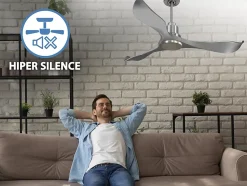 Ventilateur de plafond Réversible Thermostat Wifi Moteur à courant continu Toits en pente Télécommande Hypersilence Mémoire Shopi