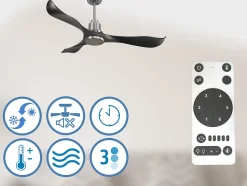 Ventilateur de plafond Réversible Thermostat Wifi Moteur à courant continu Toits en pente Télécommande Adaptateur 2/3 Lames Hyper