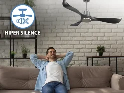 Ventilateur de plafond Réversible Thermostat Wifi Moteur à courant continu Toits en pente Télécommande Adaptateur 2/3 Lames Hyper