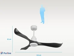 Ventilateur de plafond Réversible Thermostat Wifi Moteur à courant continu Toits en pente Télécommande Adaptateur 2/3 Lames Hyper