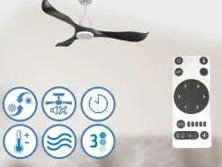 Ventilateur de plafond Réversible Thermostat Wifi Moteur à courant continu Toits en pente Télécommande Adaptateur 2/3 Lames Hyper