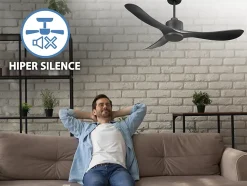 Ventilateur de plafond Réversible Thermostat Wifi Moteur à courant continu Toits en pente Télécommande Hypersilence Mémoire