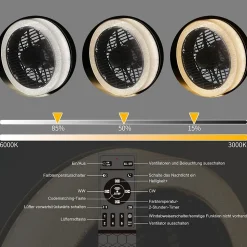 Ventilateur de Plafond Silencieux avec Lumière Dimmable et Télécommande - ZMH