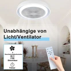 Ventilateur de Plafond Silencieux Moderne Bleu avec Télécommande et Minuterie