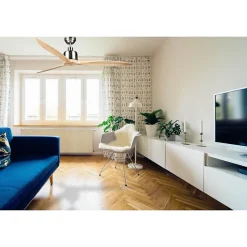 Ventilateur de plafond superdestratificateur,moteur DC,166 cm pales bois massif, ultra silencieux, wifi et thermostat