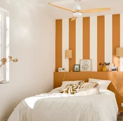 Ventilateur de plafond Szilard LED intégrée IP20 2200lm L.132xH.38,2cm bois et blanc GoodHome