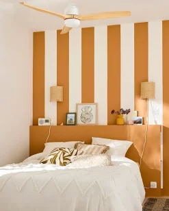 Ventilateur de plafond Szilard LED intégrée IP20 2200lm L.132xH.38,2cm bois et blanc GoodHome