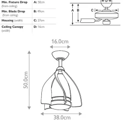 Ventilateur de Plafond Terna 38cm - Nickel brossé