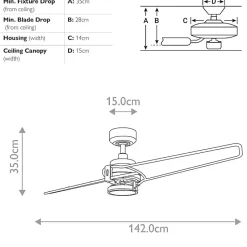 Ventilateur de Plafond Xety 142cm - Bronze ancien