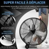 Ventilateur Indutriel a Roulettes avec 3 Vitesses Bouton Ajustement Poignee Laterale Facile a Transporter pour Patio