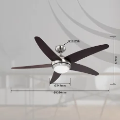 VENTILATEUR métal nickel mat, 1x E14