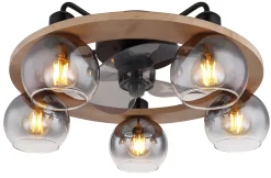 Ventilateur métal noir mat, 5x E27 LAMOTTA