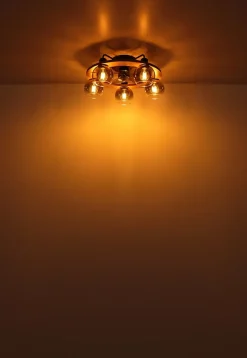 Ventilateur métal noir mat, 5x E27 LAMOTTA