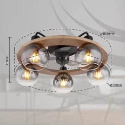 Ventilateur métal noir mat, 5x E27 LAMOTTA