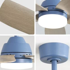 Ventilateur plafond 107 cm avec LED 22W, télécommande, 5 pales ABS, idéal chambre salon bureau