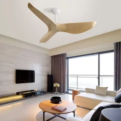 Ventilateur plafond 132 cm sans lumière, moteur DC réversible, 3 pales ABS, 6 vitesses, télécommande