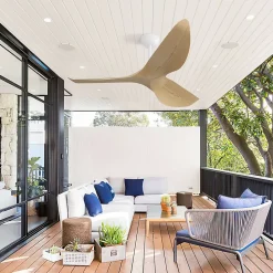 Ventilateur plafond 132 cm sans lumière, moteur DC réversible, 3 pales ABS, 6 vitesses, télécommande