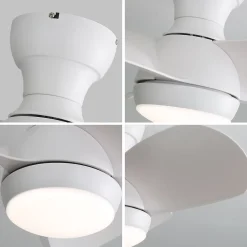 Ventilateur plafond 23 pouces, 3 pales ABS, moteur DC réversible, télécommande, LED 18W