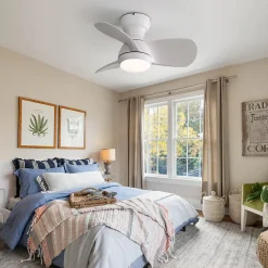 Ventilateur plafond 23 pouces, 3 pales ABS, moteur DC réversible, télécommande, LED 18W